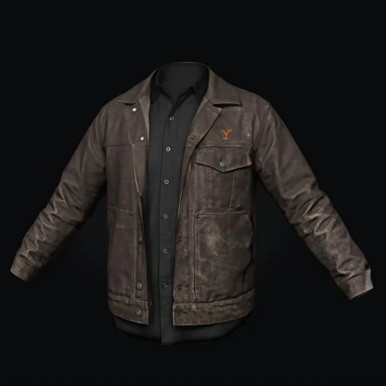 3D brown leather jacket
