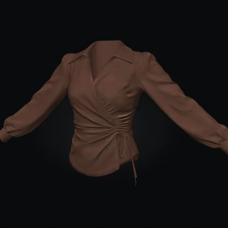 3D brown wrap blouse made for the female ped