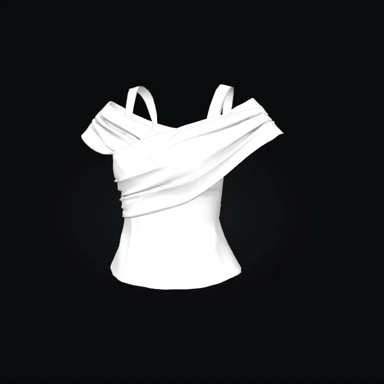 3D white off-shoulder top made for the female ped