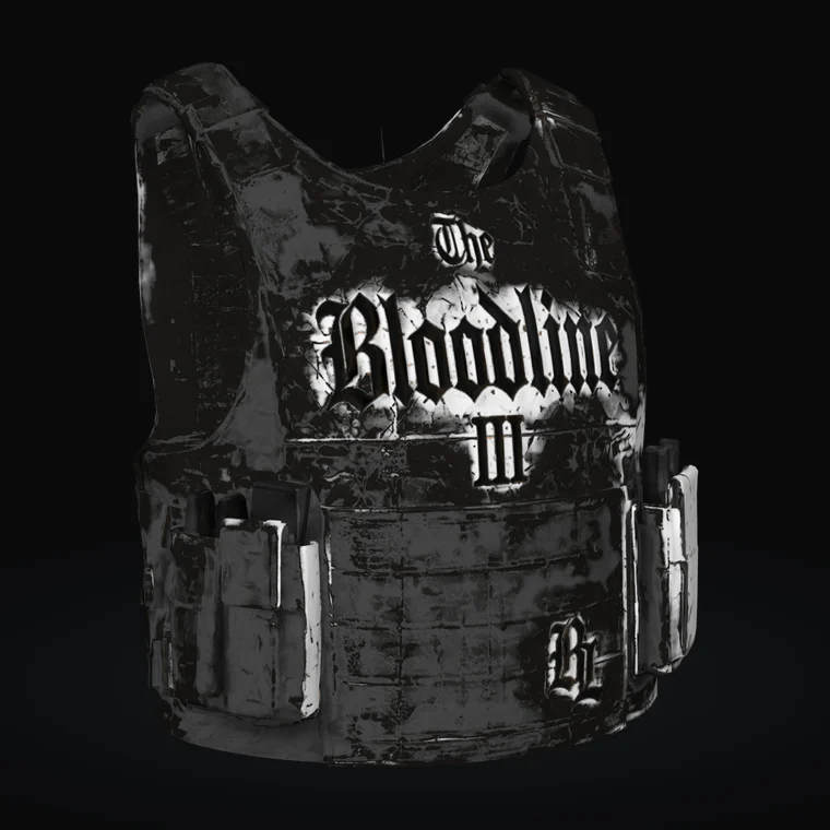 3D distressed plate carrier vest with a gothic print